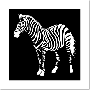 Hand drawn zebra - reverse color Posters and Art